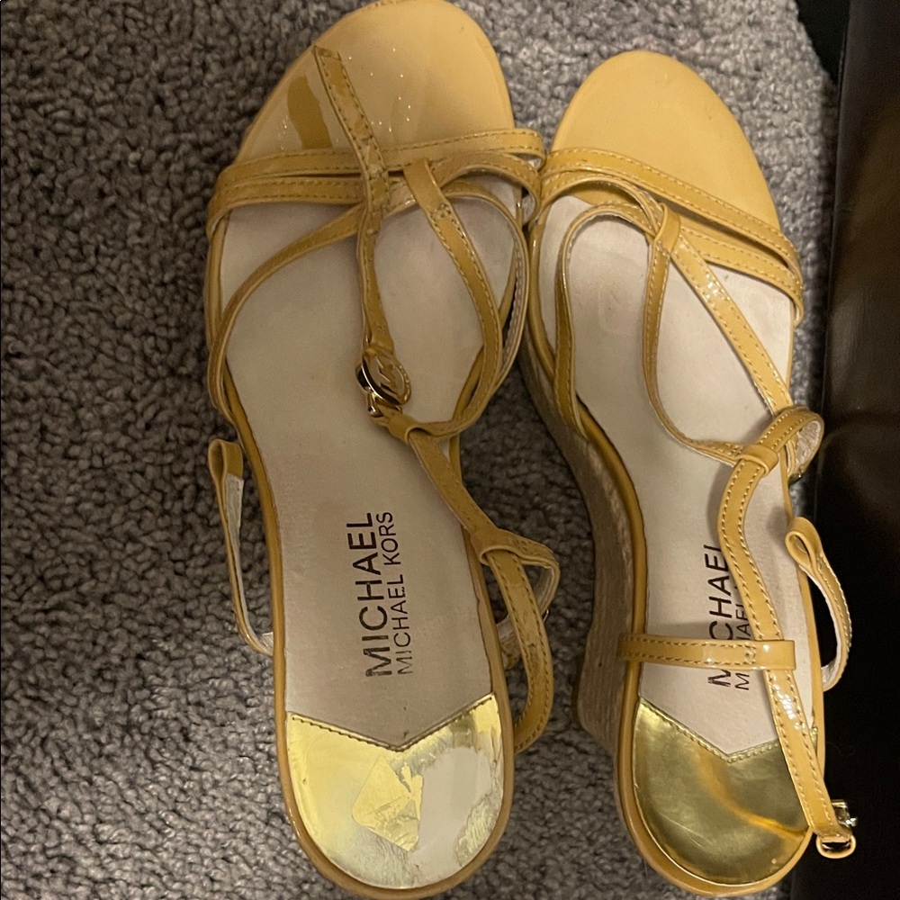 Michael Kors Mustard Wedge Sandals